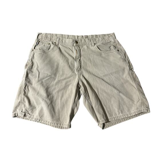 Carhartt Ripstop Shorts Mens 40 Relaxed Fit Khaki Canvas Utility Workwear - Picture 2 of 6